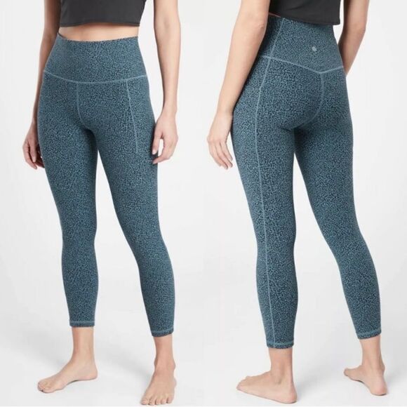Athleta salutation stash II textured tight size xs blue green 7/8 - Picture 1 of 9